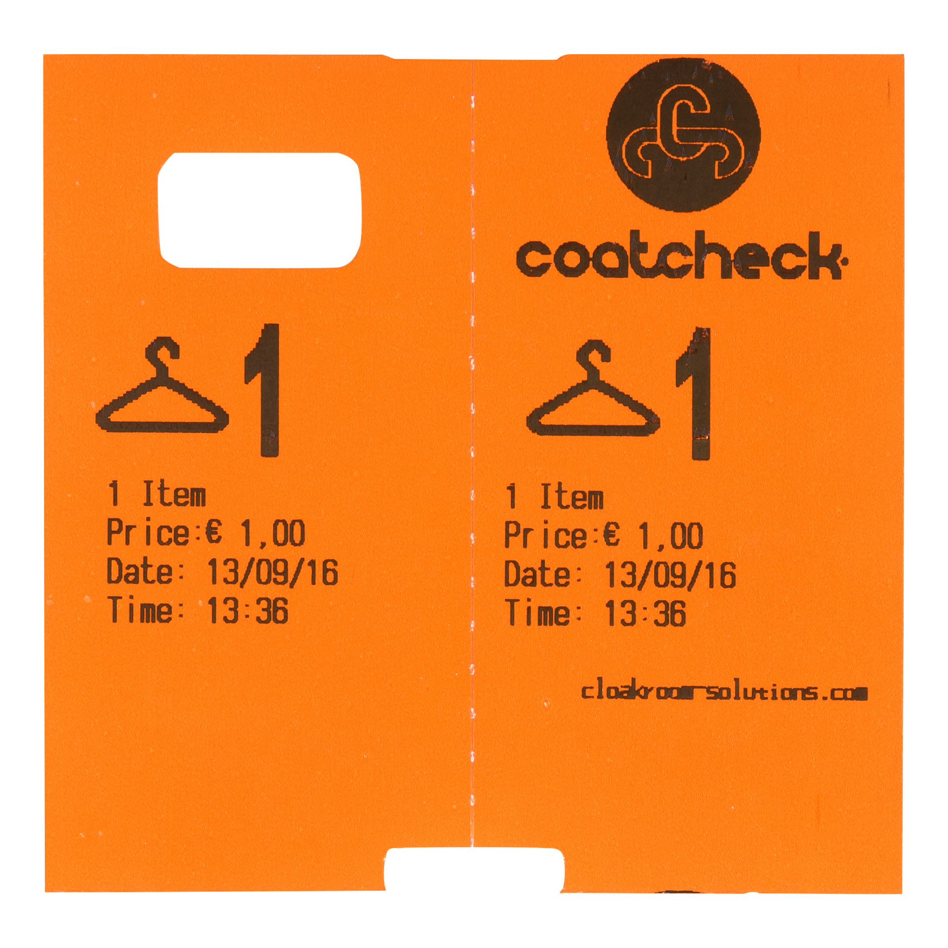 Coatcheck garderobe tickets, 14 rollen x 325 tickets, Oranje - Afbeelding 3