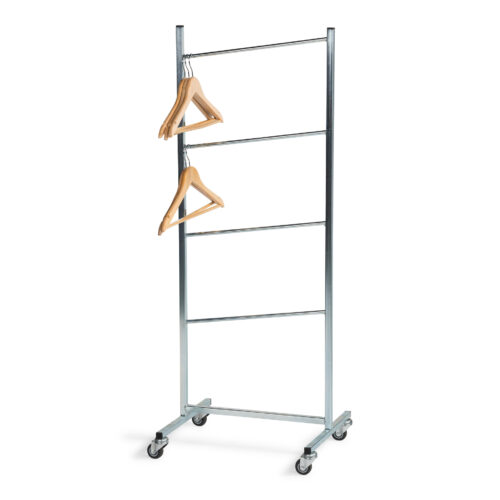 Standaard van zink voor lege hangers, verrijdbaar